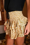 Let's Rewind Smocked Floral Ruffle Skirt