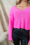 On Cloud 9 Rib Knit V Sweater Pink