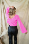 On Cloud 9 Rib Knit V Sweater Pink