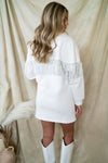 Day To Night Fringe Long Sleeve Sweatshirt Dress