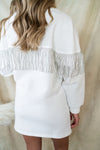 Day To Night Fringe Long Sleeve Sweatshirt Dress