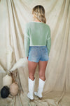 Tequila High Rise Frayed Denim Shorts