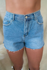 Tequila High Rise Frayed Denim Shorts