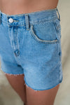 Tequila High Rise Frayed Denim Shorts