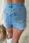 Tequila High Rise Frayed Denim Shorts