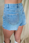 Tequila High Rise Frayed Denim Shorts