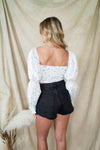 Up And At 'Em Distressed High Waisted Shorts Black