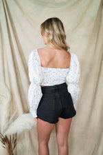 Up And At 'Em Distressed High Waisted Shorts Black