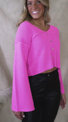 On Cloud 9 Rib Knit V Sweater Pink