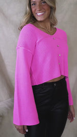 On Cloud 9 Rib Knit V Sweater Pink